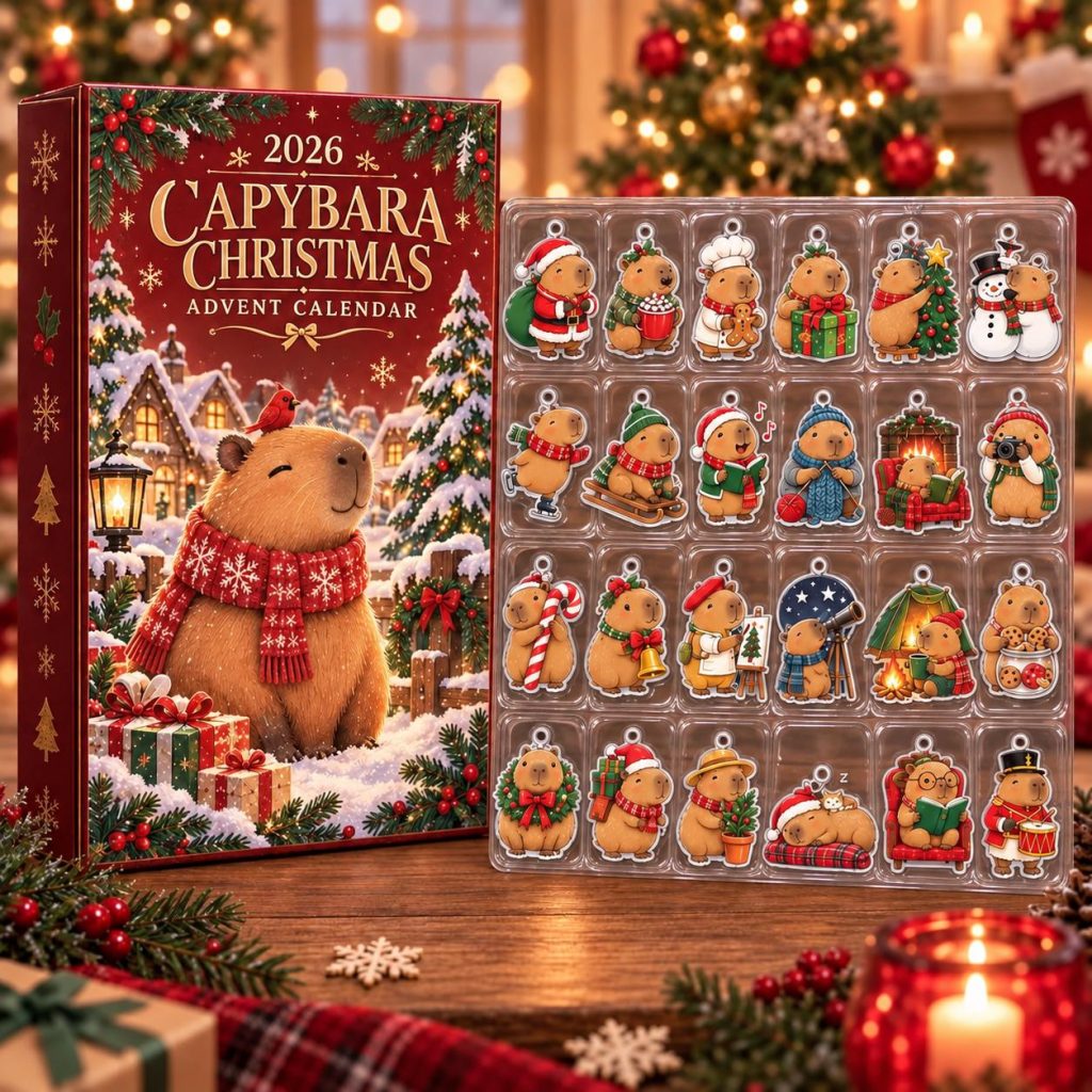 2026 Capybara Christmas Advent Calendar HG, 24 Acrylic Ornaments, Holiday Countdown Gift