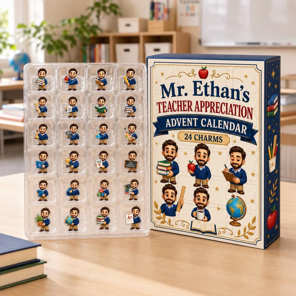 Personalized Teacher Advent Calendar HG: Custom Photo Blind Box, 24 Charms