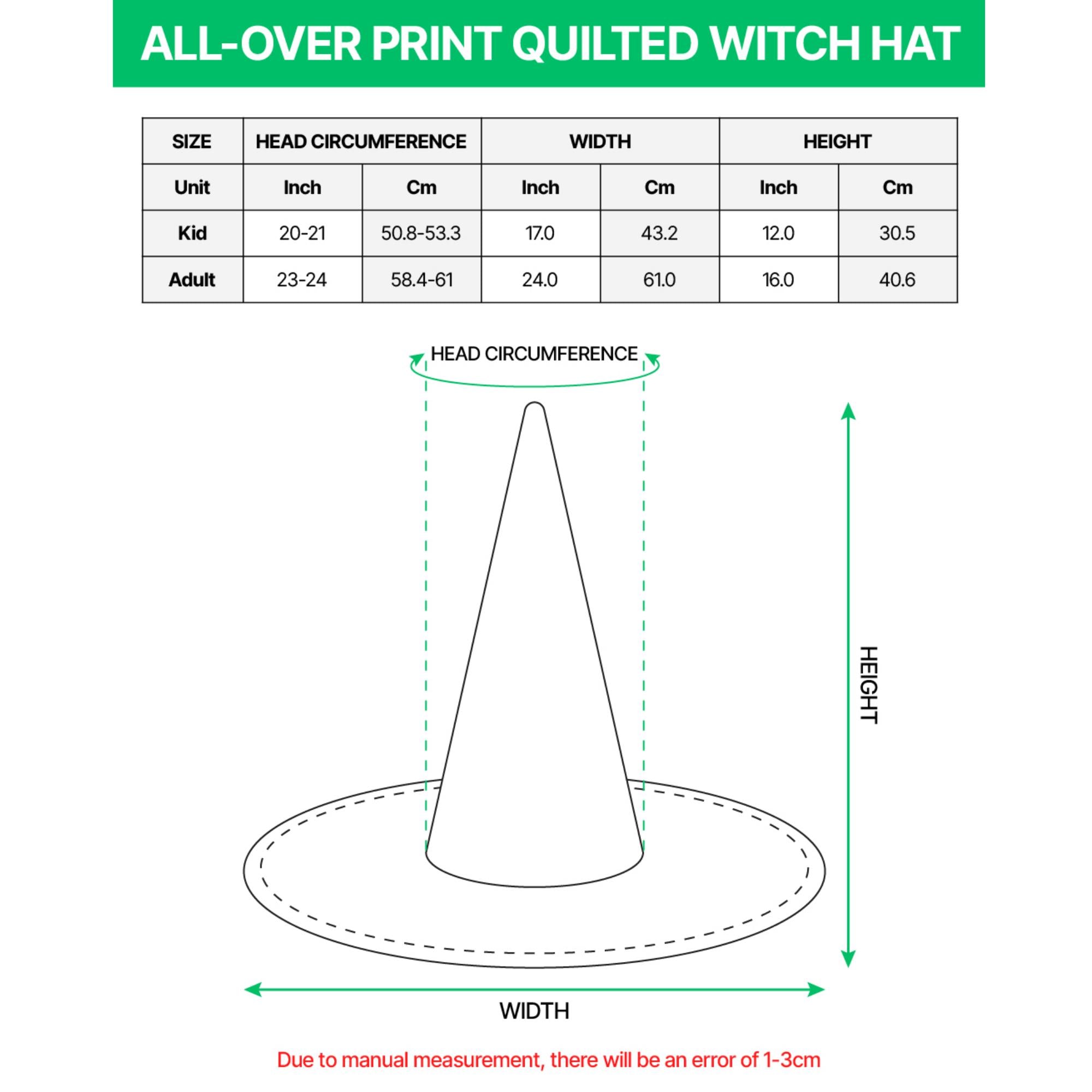 All Over Print Quilted Witch Hat HG HG , Personalized Hiking Ghost Halloween Hat, Outdoor Fall Costume - Image 2