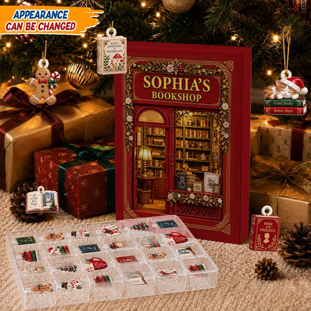 Personalized Book Advent Calendar HG, 24 Acrylic Charms, Custom Name, Book Lover Countdown, Reading Keepsake Collection