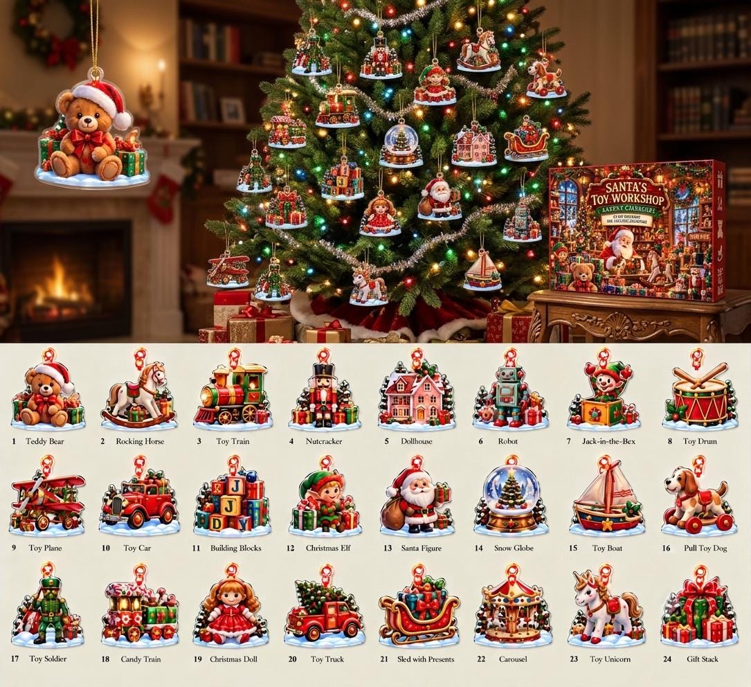 Santa Toy Workshop Advent Calendar HG 2026, Christmas Advent Calendar HG, 24 Acrylic Christmas Toys, Xmas Countdown Gift for Kids, Xmas Gift - Image 5