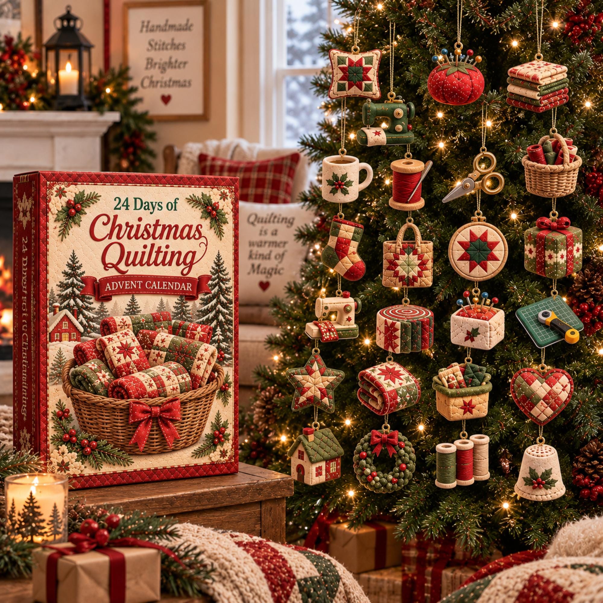 2026 Quilting Advent Calendar HG: 24-Day Christmas Countdown, Acrylic Ornaments (Box) - Image 3