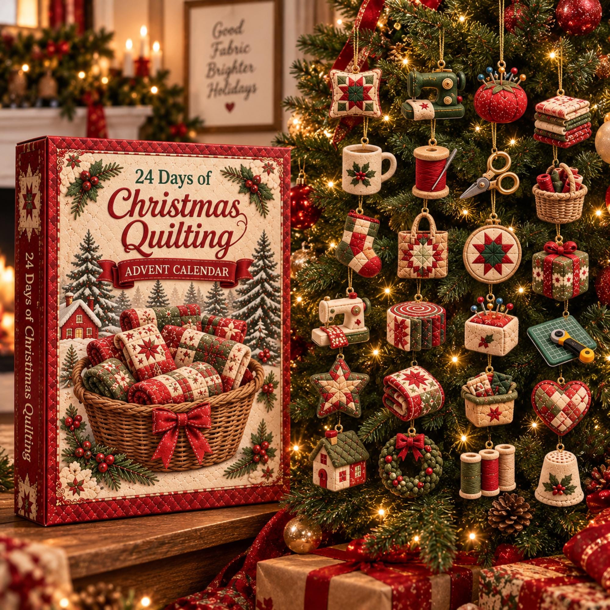 2026 Quilting Advent Calendar HG: 24-Day Christmas Countdown, Acrylic Ornaments (Box) - Image 2