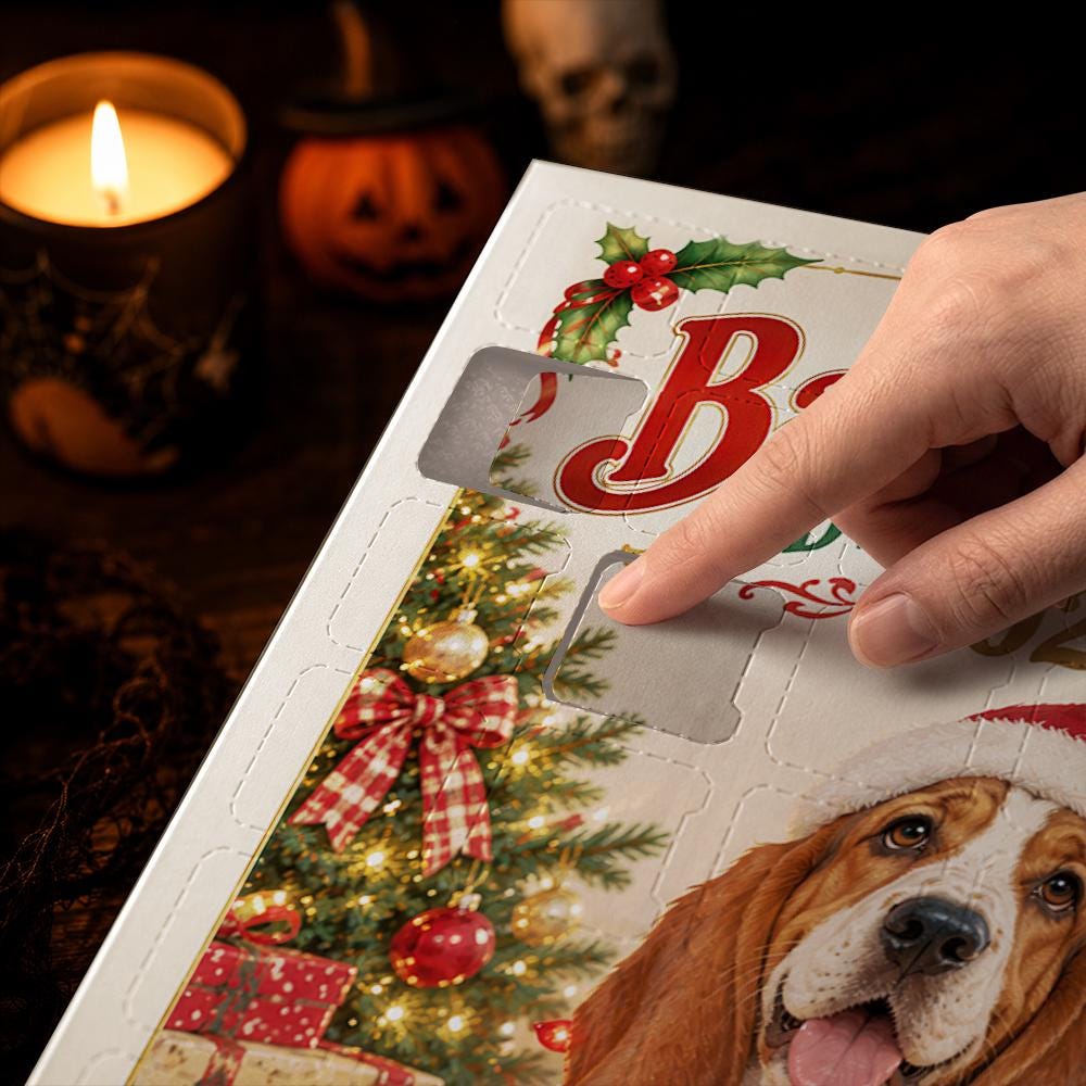 Basset Hound Advent Calendar HG 2026, Personalized Dog Christmas Countdown Box with 24 Acrylic Charms, Dog Lover Gift - Image 4