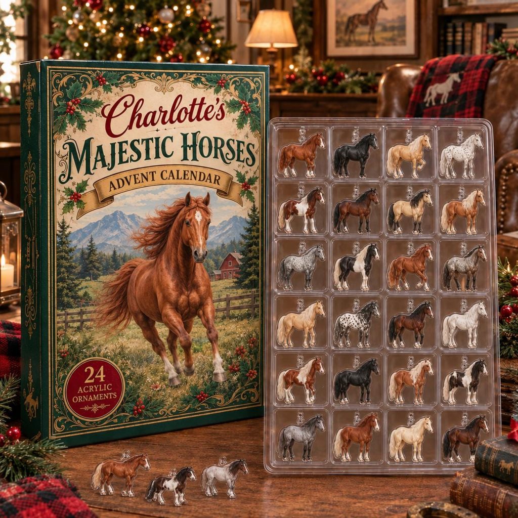 Personalized Horse Advent Calendar HG, 24 Acrylic Ornaments, Equestrian Christmas Decor, Custom Name Horse Lover Gift 2026, Holiday Keepsake
