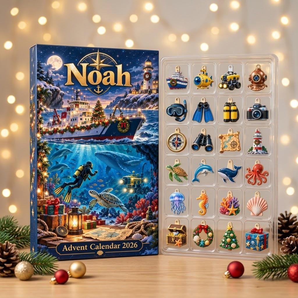 Personalized Nautical Advent Calendar HG, 24 Ocean Explorer Charms, Custom Name Scuba Diver Gift, Christmas Countdown - Image 6