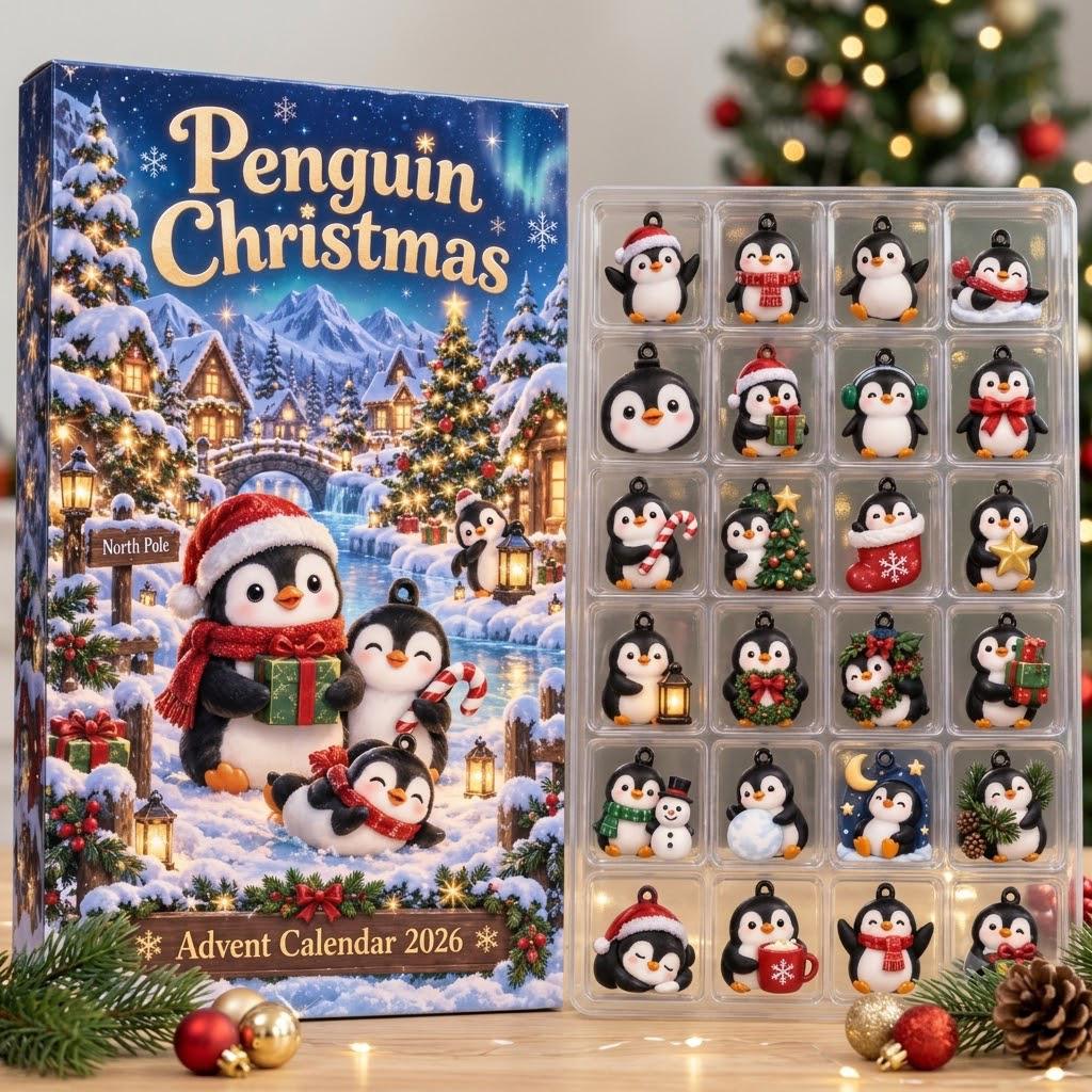 Personalized Penguin Advent Calendar HG 2026, Cute Christmas Penguin Countdown, Winter Holiday Gift, Custom Name Decor - Image 7