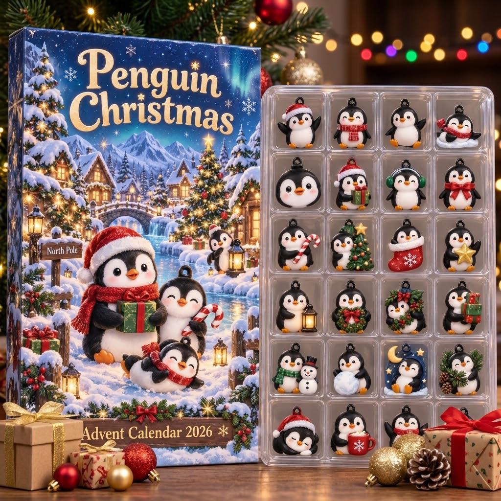 Personalized Penguin Advent Calendar HG 2026, Cute Christmas Penguin Countdown, Winter Holiday Gift, Custom Name Decor - Image 8
