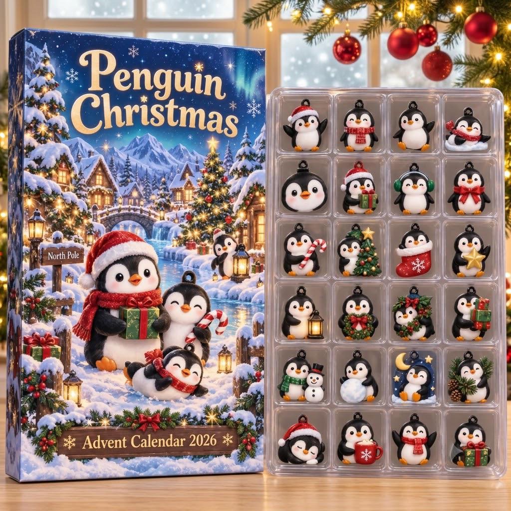 Personalized Penguin Advent Calendar HG 2026, Cute Christmas Penguin Countdown, Winter Holiday Gift, Custom Name Decor - Image 6