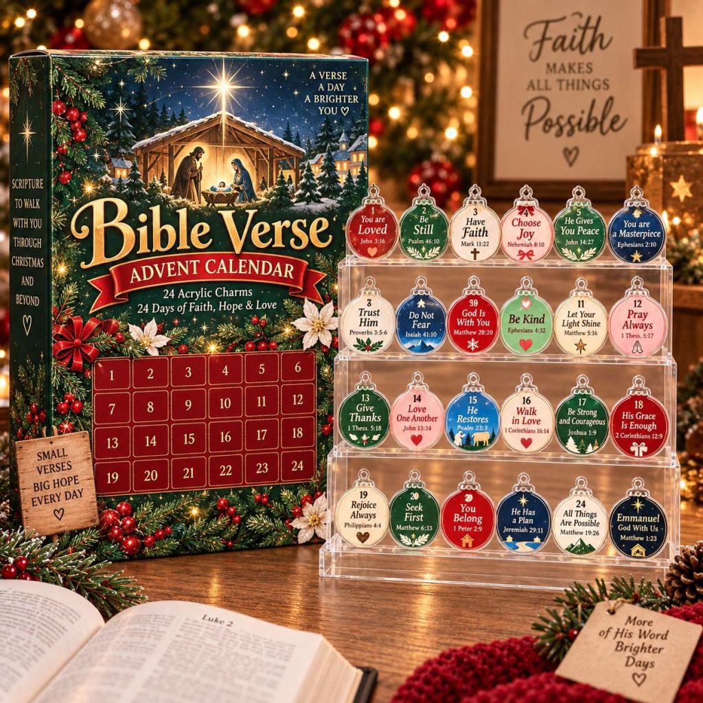 Bible Verse Advent Calendar HG, 24 Day Christian Christmas Countdown, Scripture Acrylic Charms, Faith Christmas Gift, Religious Advent Calendar HG