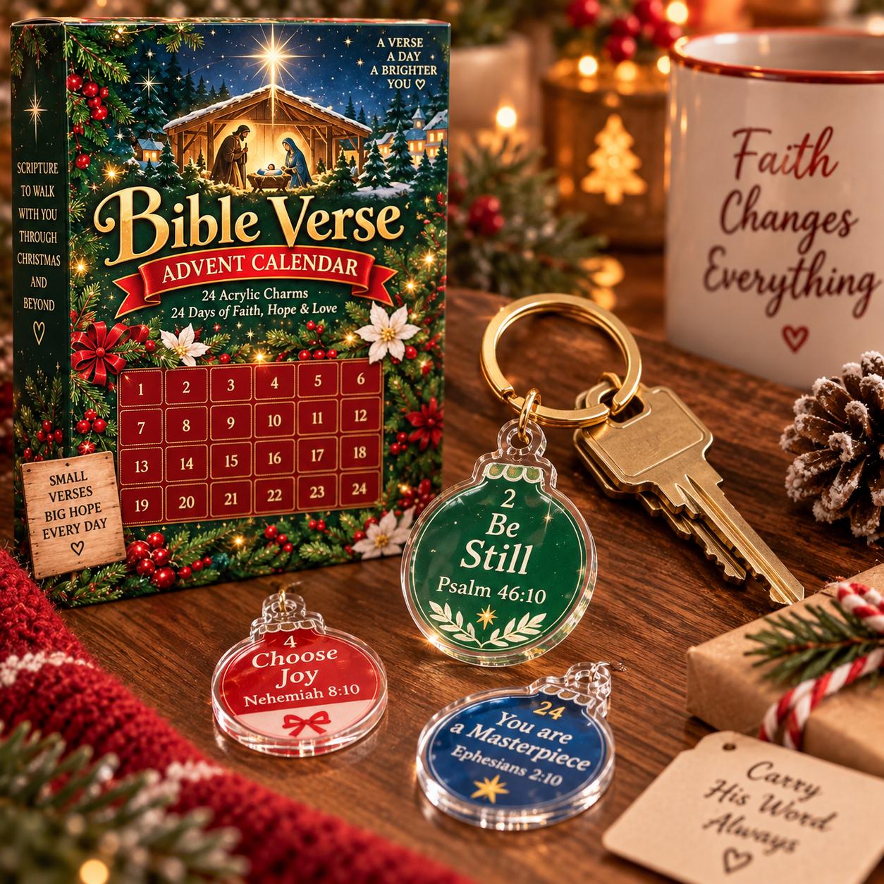 Bible Verse Advent Calendar HG, 24 Day Christian Christmas Countdown, Scripture Acrylic Charms, Faith Christmas Gift, Religious Advent Calendar HG - Image 7