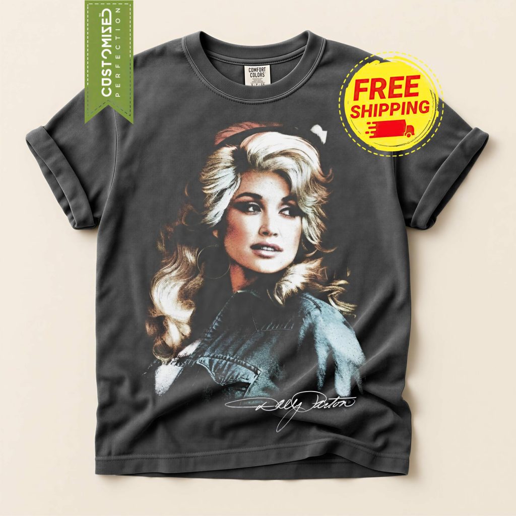 Retro Dolly Parton Signature Tee, Dolly Parton Photo Shirt, Classic Country Music Icon TShirt, Country Legend Keepsake Gift HFN Shirt