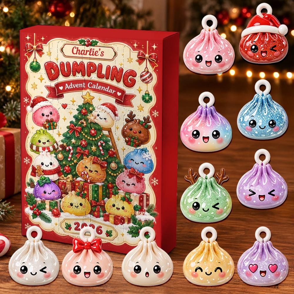 Personalized Cute Dumpling Advent Calendar HG 2026, 24 Kawaii Acrylic Charms Christmas Countdown Box Gift - Image 2