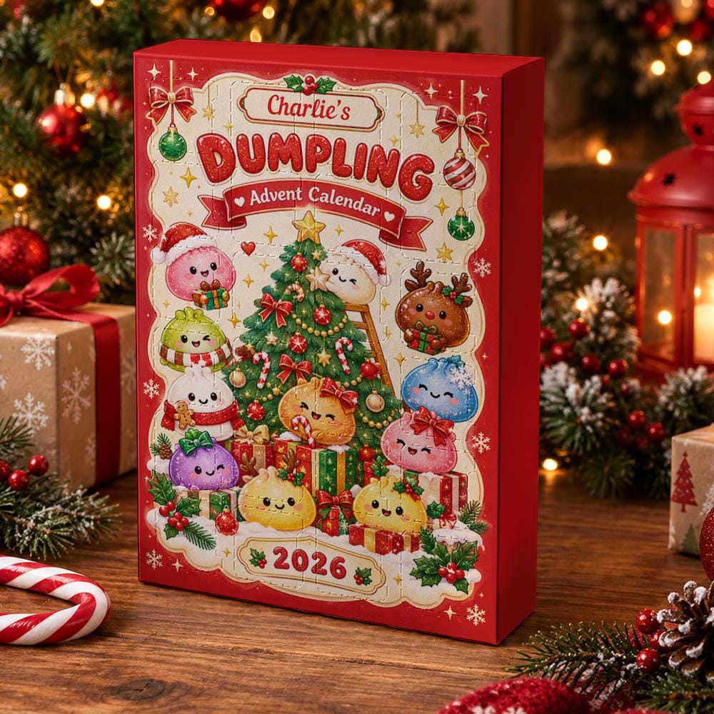 Personalized Cute Dumpling Advent Calendar HG 2026, 24 Kawaii Acrylic Charms Christmas Countdown Box Gift - Image 3