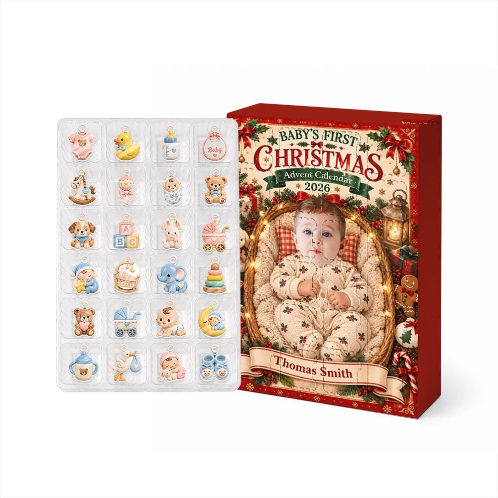 Baby First Christmas Advent Calendar HG, Personalized 24 Acrylic Charms, Custom Photo Keepsake, 2026 Countdown - Image 6