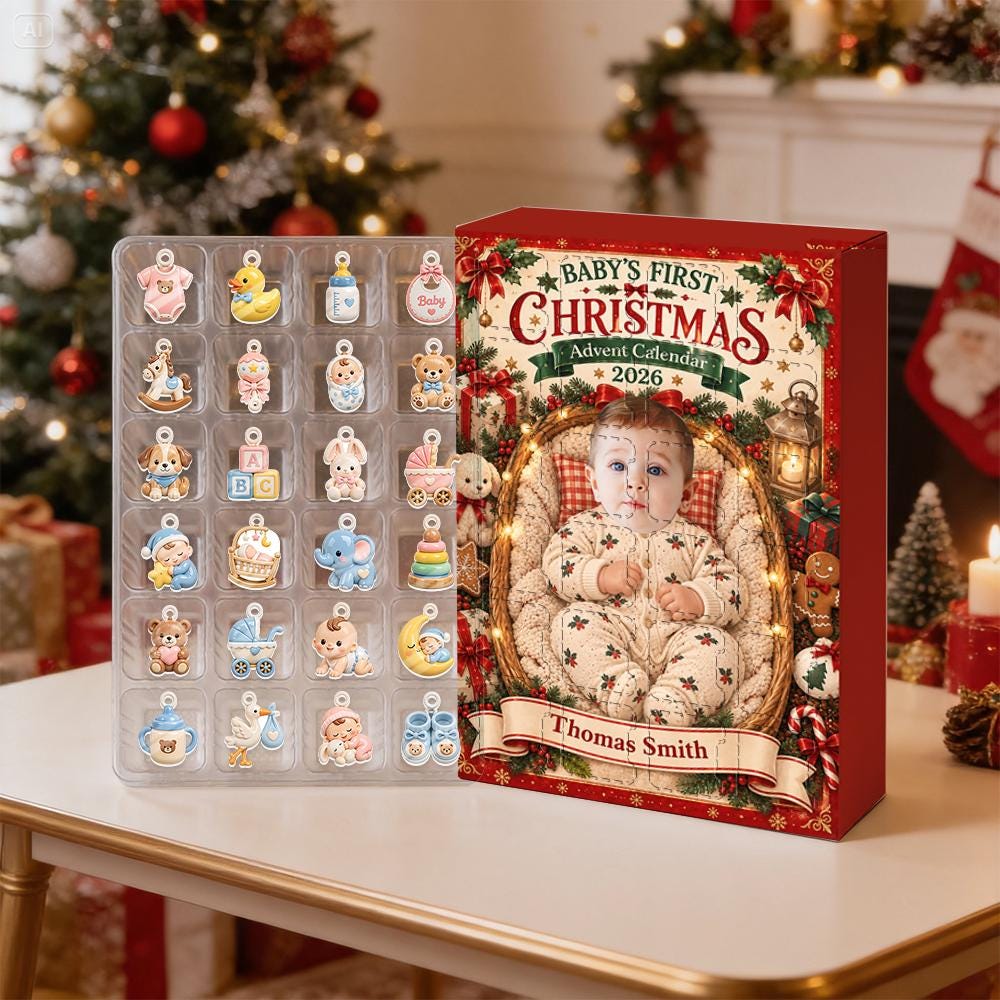 Baby First Christmas Advent Calendar HG, Personalized 24 Acrylic Charms, Custom Photo Keepsake, 2026 Countdown - Image 2