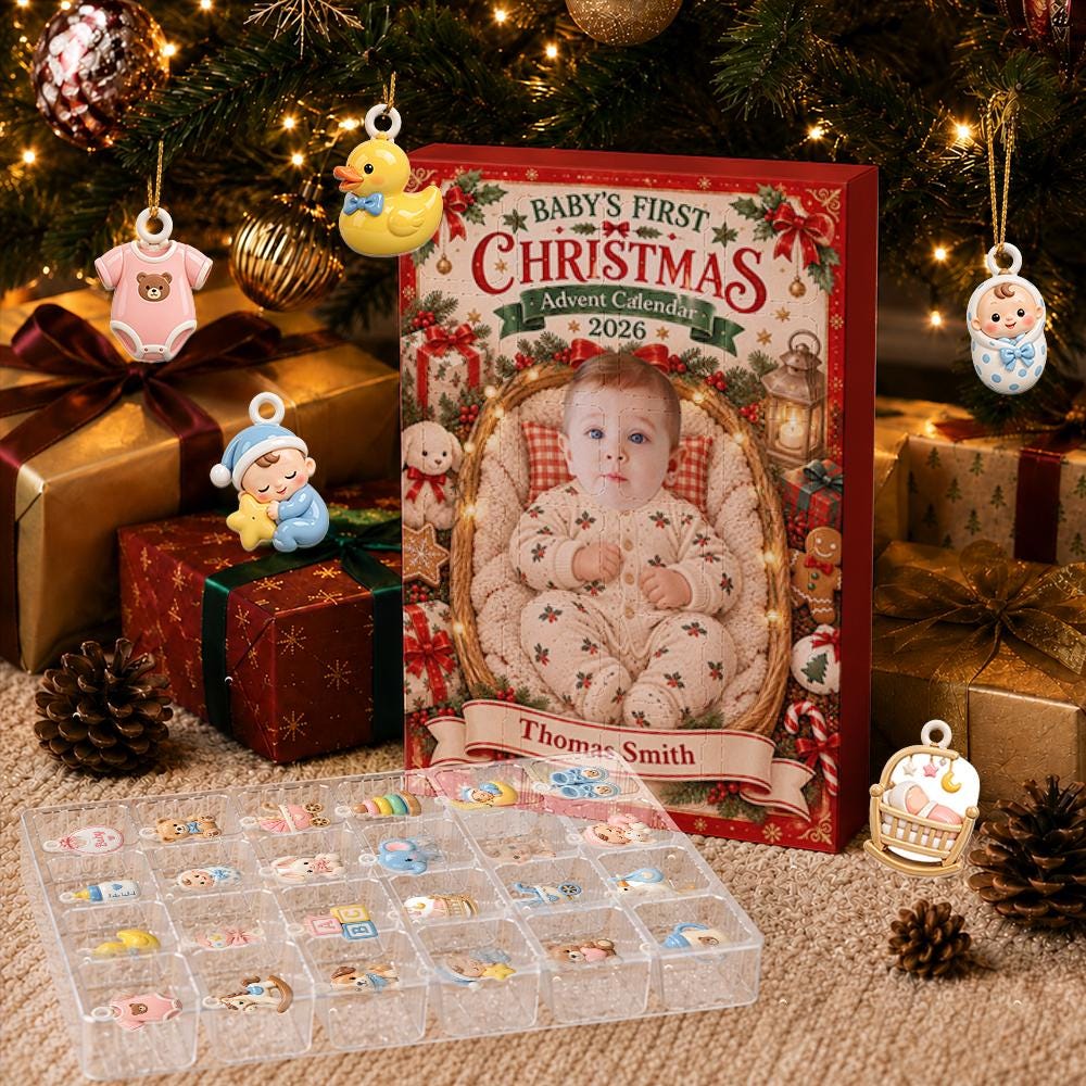 Baby First Christmas Advent Calendar HG, Personalized 24 Acrylic Charms, Custom Photo Keepsake, 2026 Countdown - Image 3
