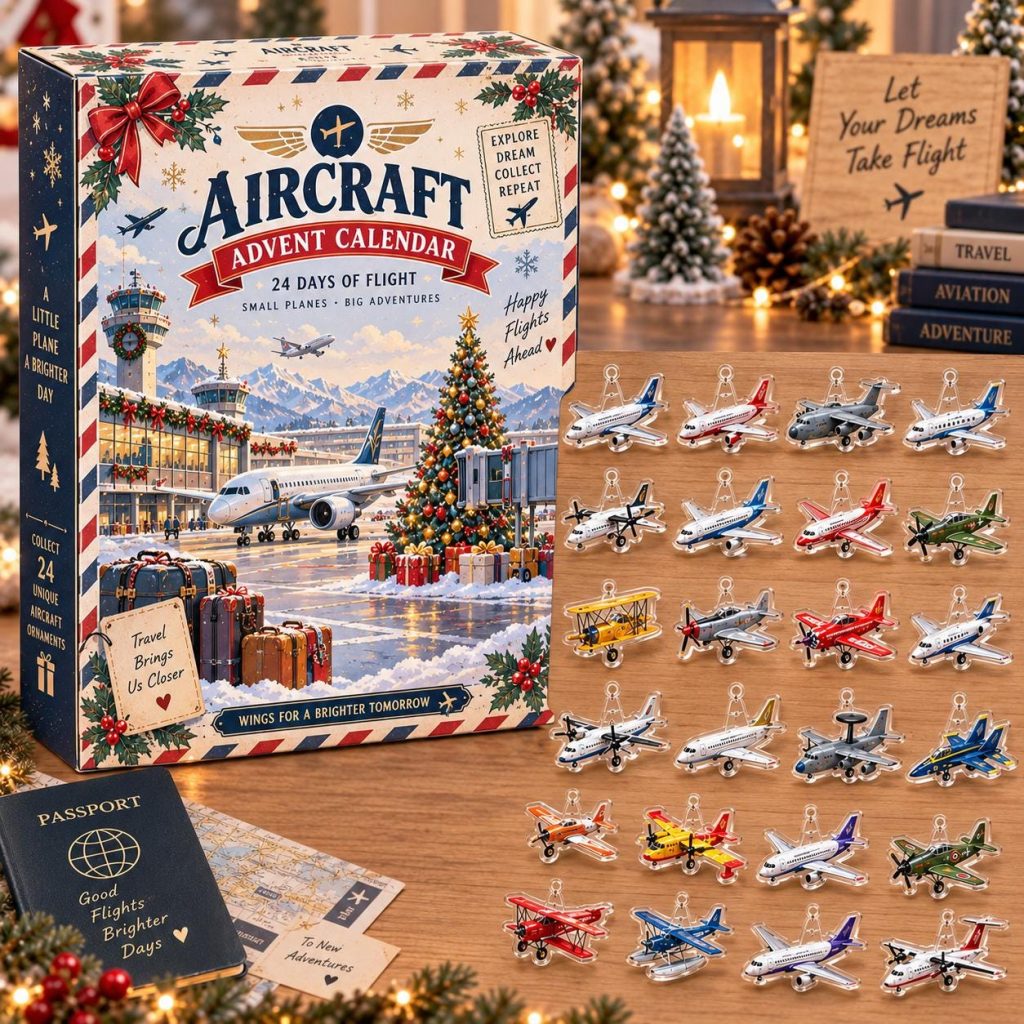 2026 Aircraft Advent Calendar HG, 24 Acrylic Airplane Ornaments, Aviation Christmas Countdown Gift