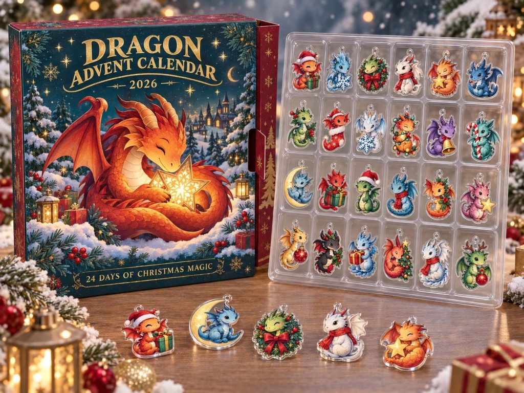2026 Dragon Advent Calendar HG, 24 Acrylic Charms, Christmas Countdown Gift