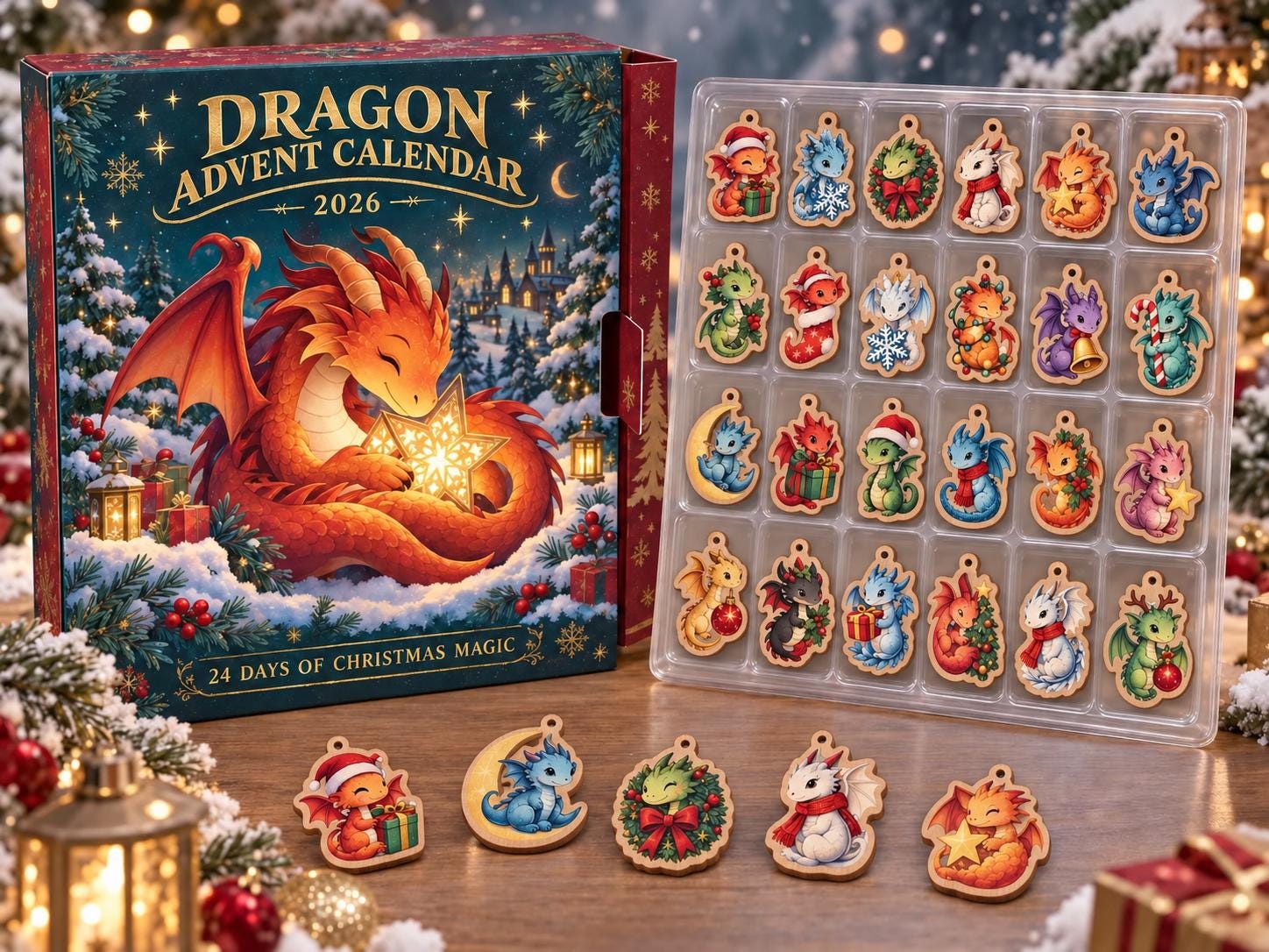 2026 Dragon Advent Calendar HG, 24 Acrylic Charms, Christmas Countdown Gift - Image 2