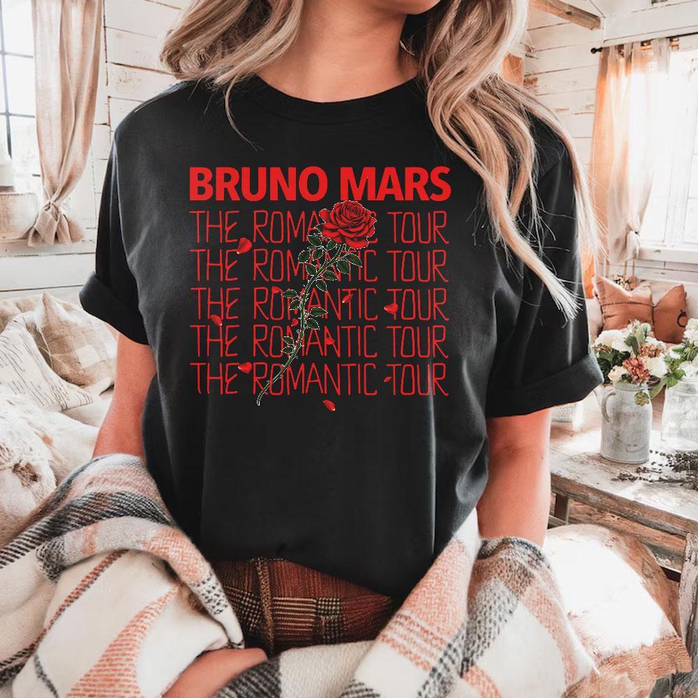 Bruno Mars The Romantic Tour T-shirt, Pop Singer Shirt, Retro 90s Pop Tour Inspired 2026 Tour, R&B Inspired Concert Tee, Music Fan Gift HFN Shirt