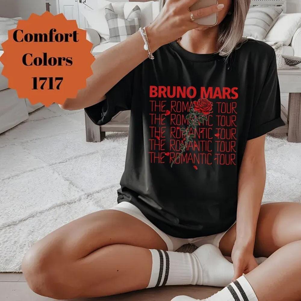 Bruno Mars The Romantic Tour T-shirt, Pop Singer Shirt, Retro 90s Pop Tour Inspired 2026 Tour, R&B Inspired Concert Tee, Music Fan Gift HFN Shirt - Image 3