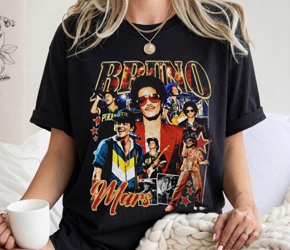 Bruno Mars T-Shirt, The Romantic Tour Vintage Rap Shirt, 90s Retro Music Merch T-Shirt HFN Shirt