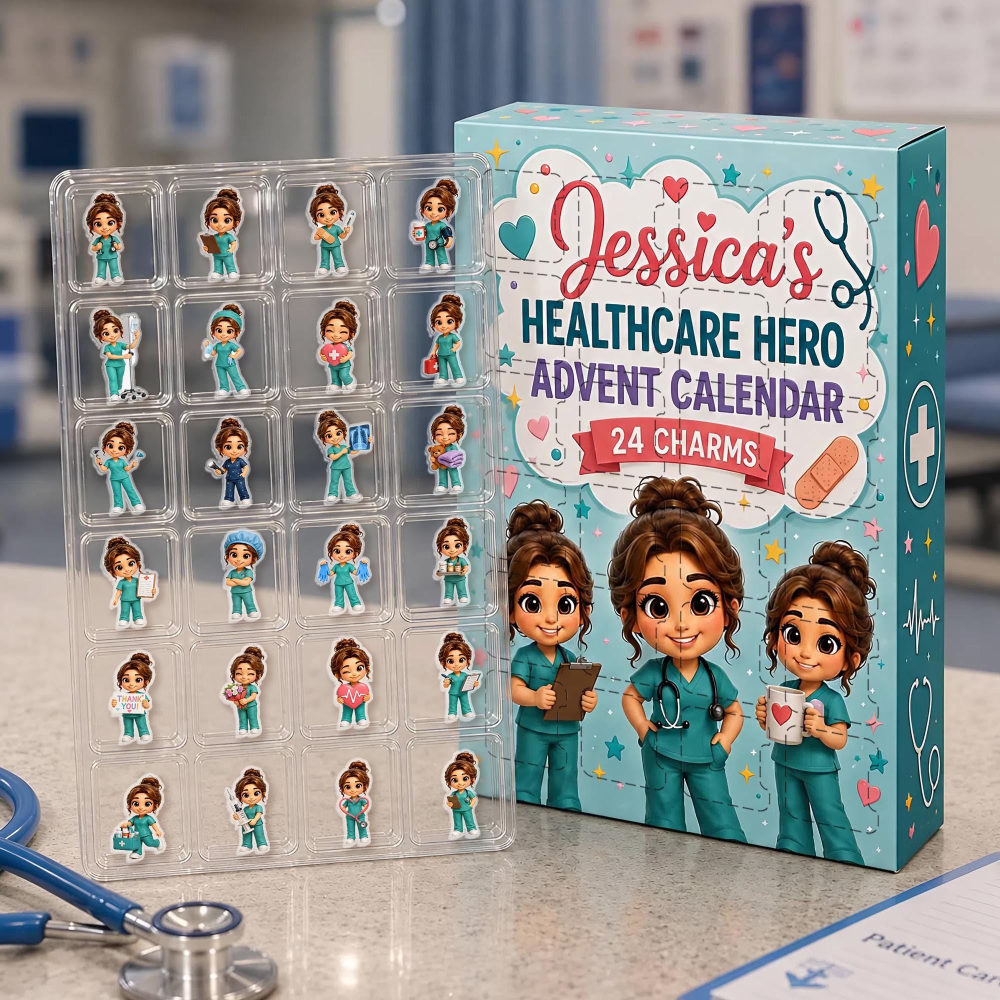 Personalized Healthcare Hero Advent Calendar HG: Custom Photo Nurse Blind Box 24 Charms - Image 4