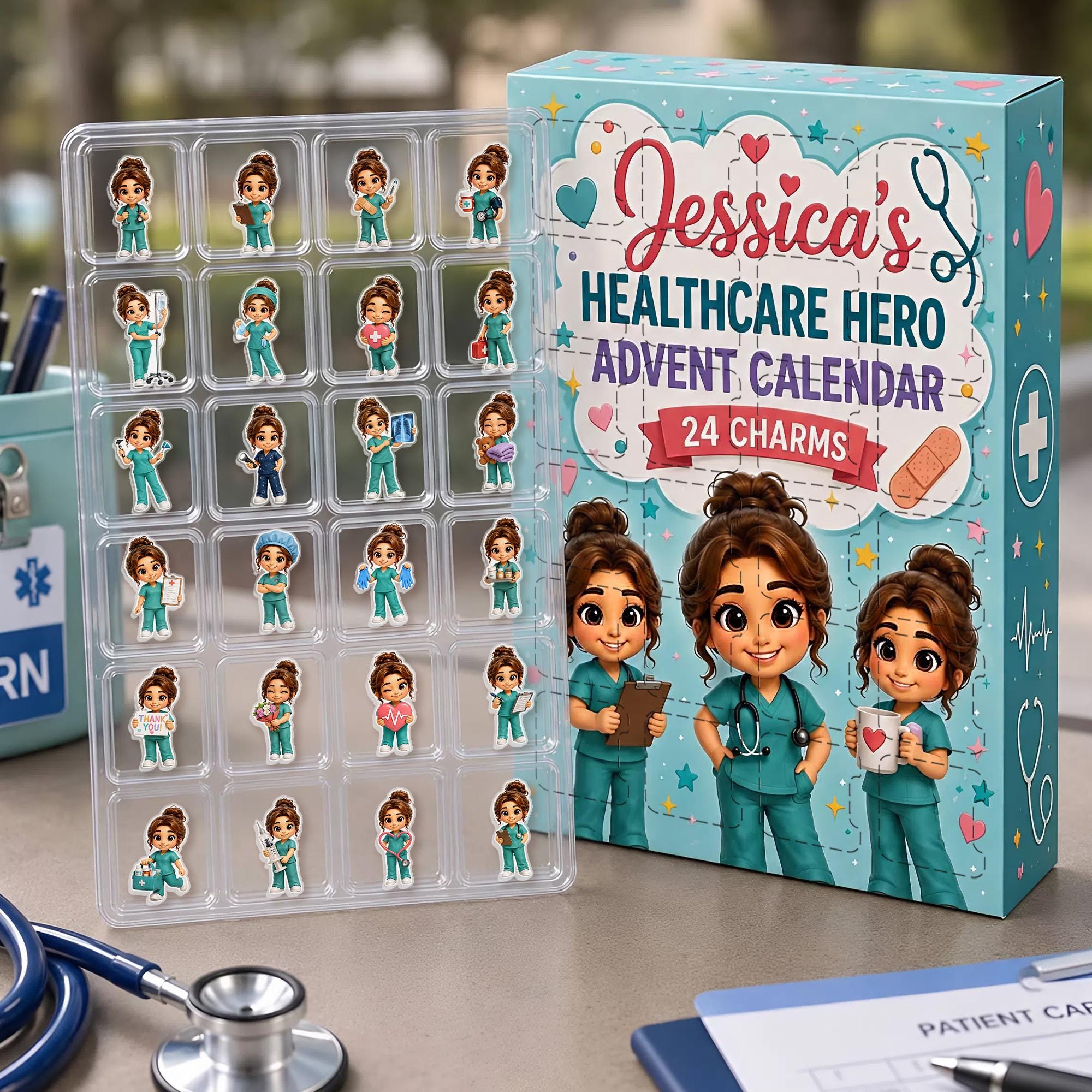Personalized Healthcare Hero Advent Calendar HG: Custom Photo Nurse Blind Box 24 Charms - Image 2