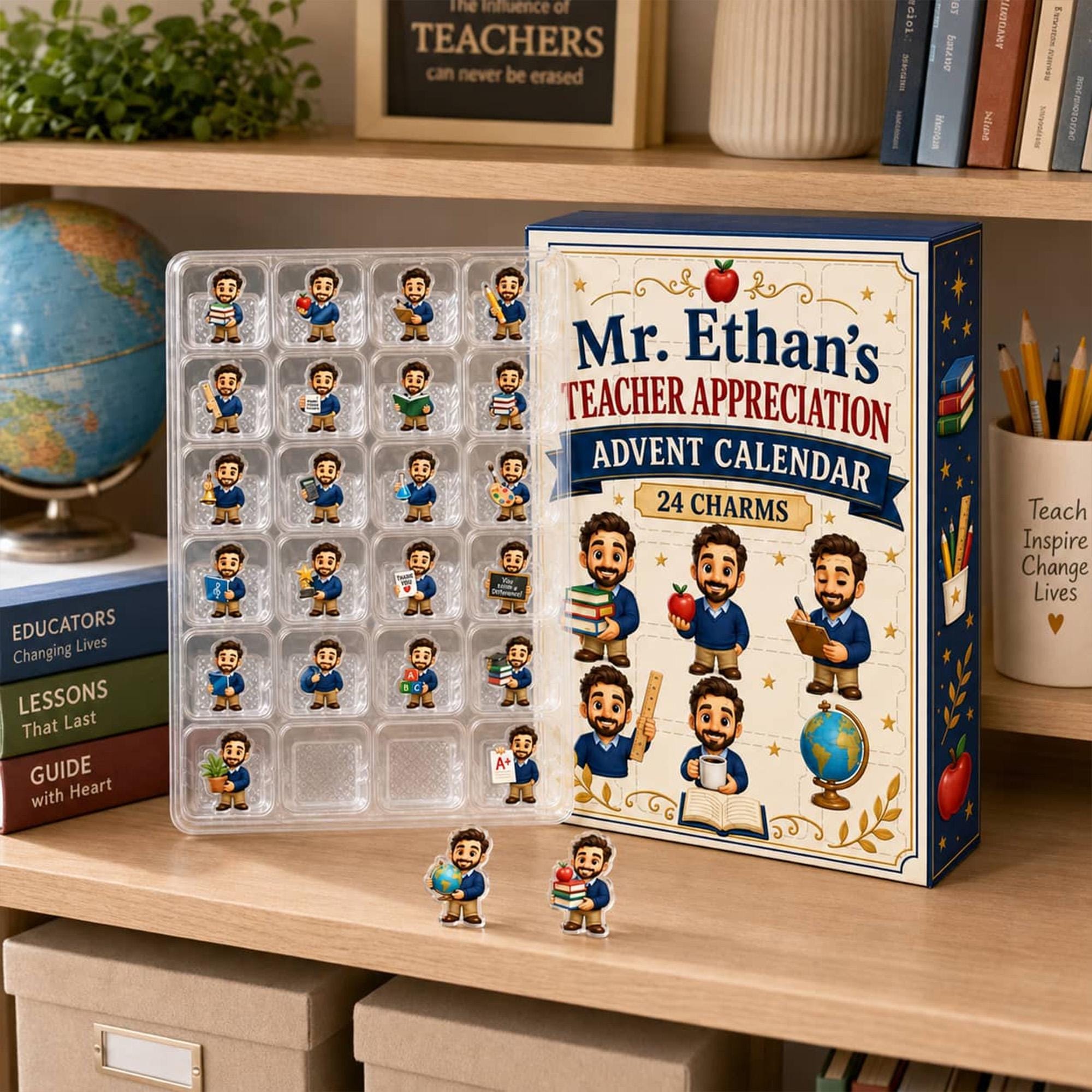 Personalized Teacher Advent Calendar HG: Custom Photo Blind Box, 24 Charms - Image 2