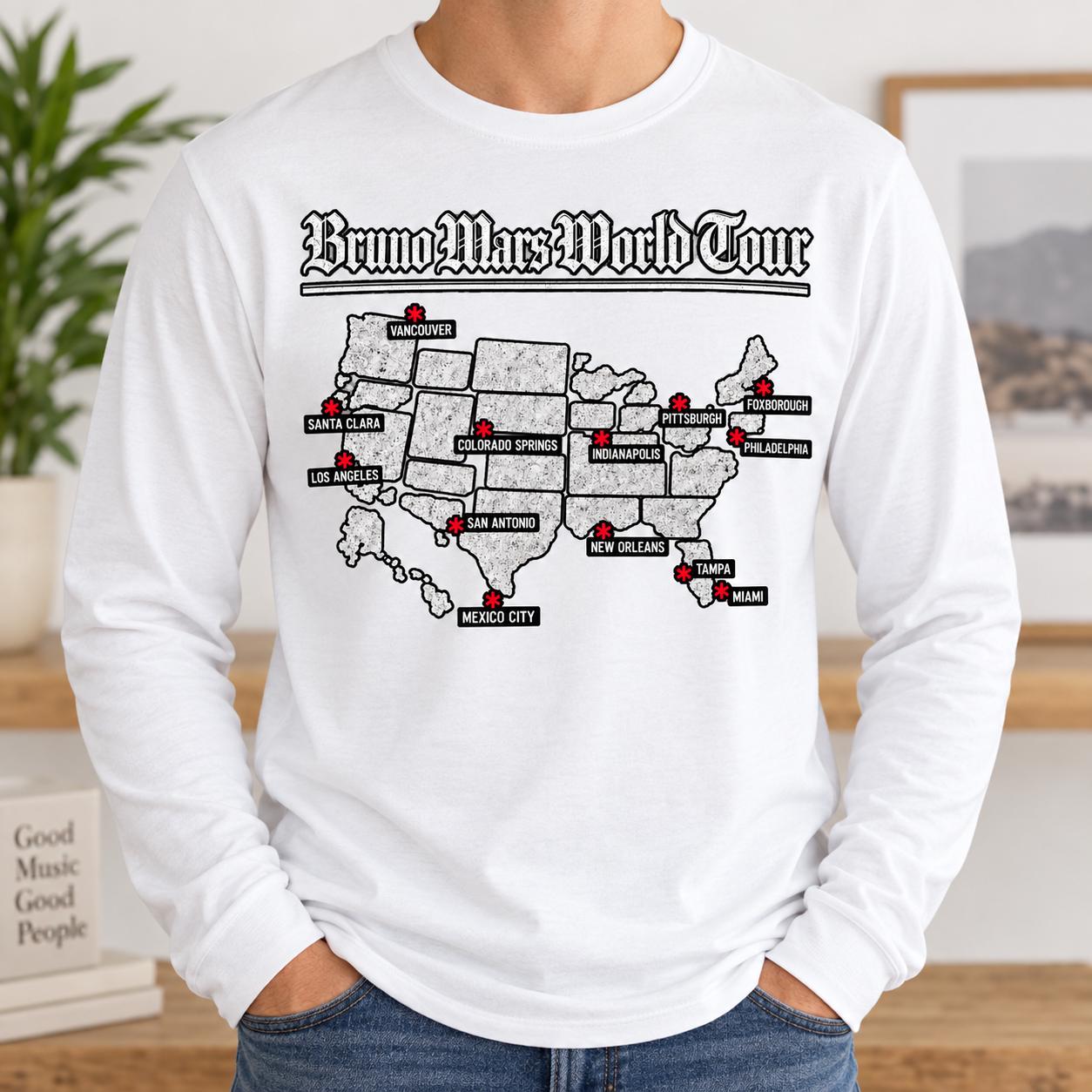 Bruno Mars 2026 World Tour Shirt, North America Tour Map Tee, Concert Outfit, Fan Gift, Unisex Graphic T-Shirt HFN HFN Shirt - Image 3