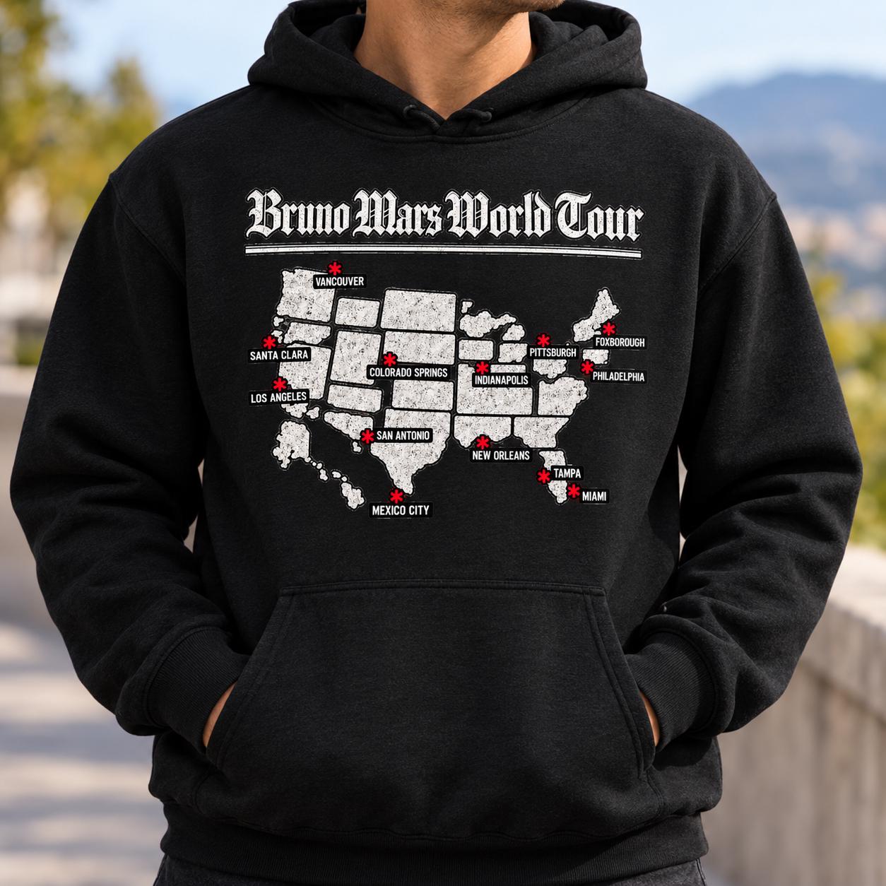 Bruno Mars 2026 World Tour Shirt, North America Tour Map Tee, Concert Outfit, Fan Gift, Unisex Graphic T-Shirt HFN HFN Shirt - Image 6