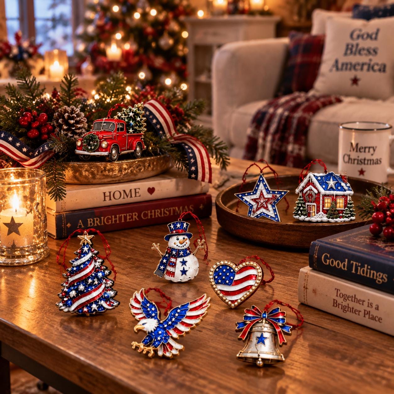 Personalized Patriotic Christmas Advent Calendar HG, 24 Acrylic Ornaments Countdown, USA Holiday Decor, American Christmas Gift - Image 3