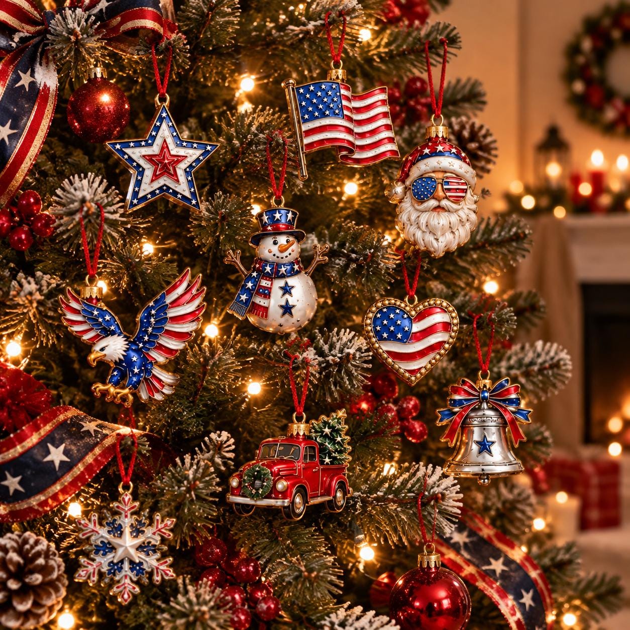 Personalized Patriotic Christmas Advent Calendar HG, 24 Acrylic Ornaments Countdown, USA Holiday Decor, American Christmas Gift - Image 2
