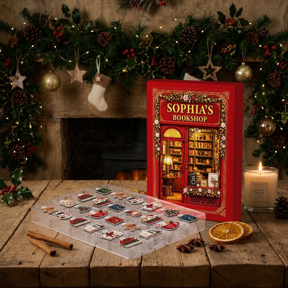Personalized Book Lover Advent Calendar HG, 24 Acrylic Charms, Custom Name Christmas Countdown Gift - Image 4