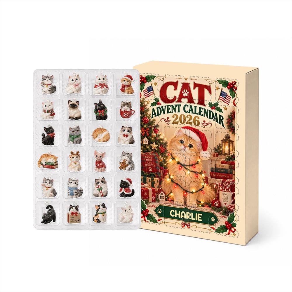 Personalized Cat Advent Calendar HG 2026, 24 Acrylic Charms, Christmas Countdown Gift for Cat Lovers - Image 6