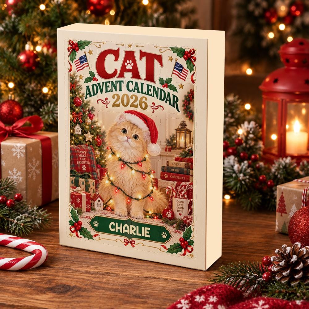 Personalized Cat Advent Calendar HG 2026, 24 Acrylic Charms, Christmas Countdown Gift for Cat Lovers - Image 3