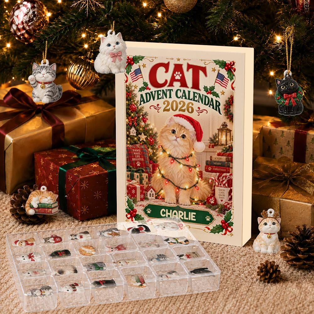 Personalized Cat Advent Calendar HG 2026, 24 Acrylic Charms, Christmas Countdown Gift for Cat Lovers - Image 4