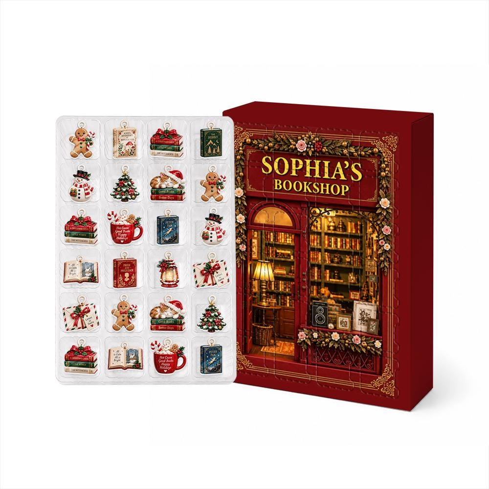 Personalized Book Advent Calendar HG, 24 Acrylic Charms, Custom Name, Book Lover Countdown, Reading Keepsake Collection - Image 4