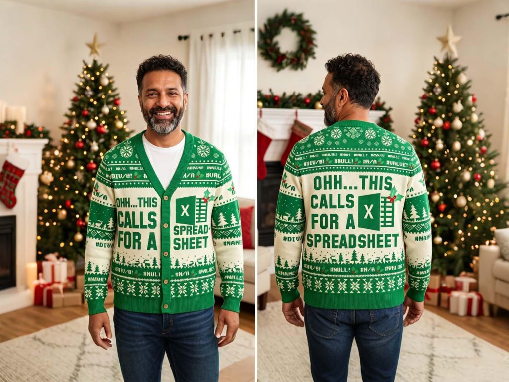 Ohh...This Calls for a Spreadsheet HG Ugly Christmas Fuzzy Fleece Sweatshirt,Funny Coder Gift,Santa Excel Sweater for Nerds,Christmas Gag Gift