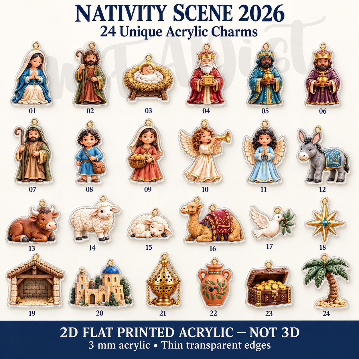 Nativity Advent Calendar HG 2026, 24 Day Christmas Countdown, Acrylic Nativity Ornaments, Christian Christmas Gift for Kids & Family - Image 5