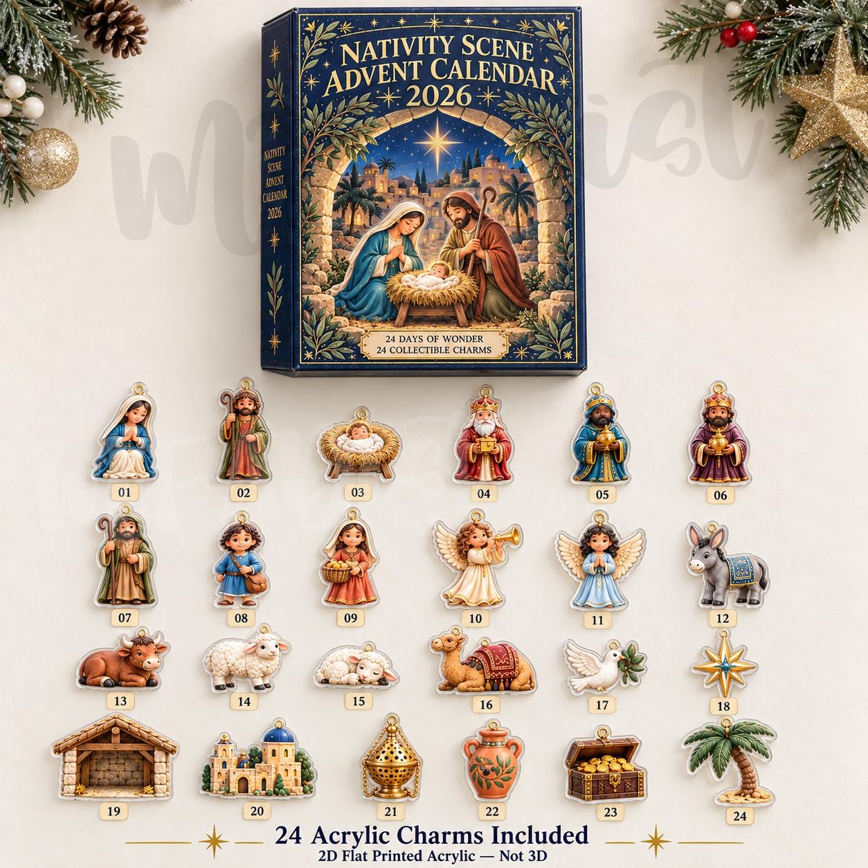 Nativity Advent Calendar HG 2026, 24 Day Christmas Countdown, Acrylic Nativity Ornaments, Christian Christmas Gift for Kids & Family - Image 2