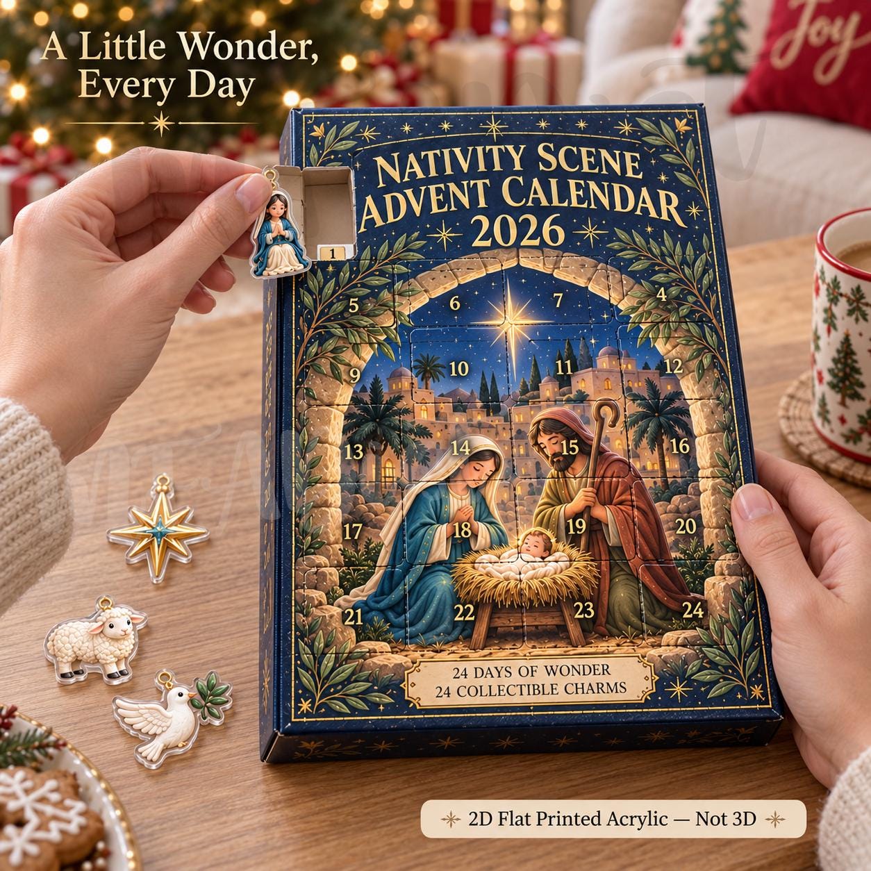 Nativity Advent Calendar HG 2026, 24 Day Christmas Countdown, Acrylic Nativity Ornaments, Christian Christmas Gift for Kids & Family - Image 4