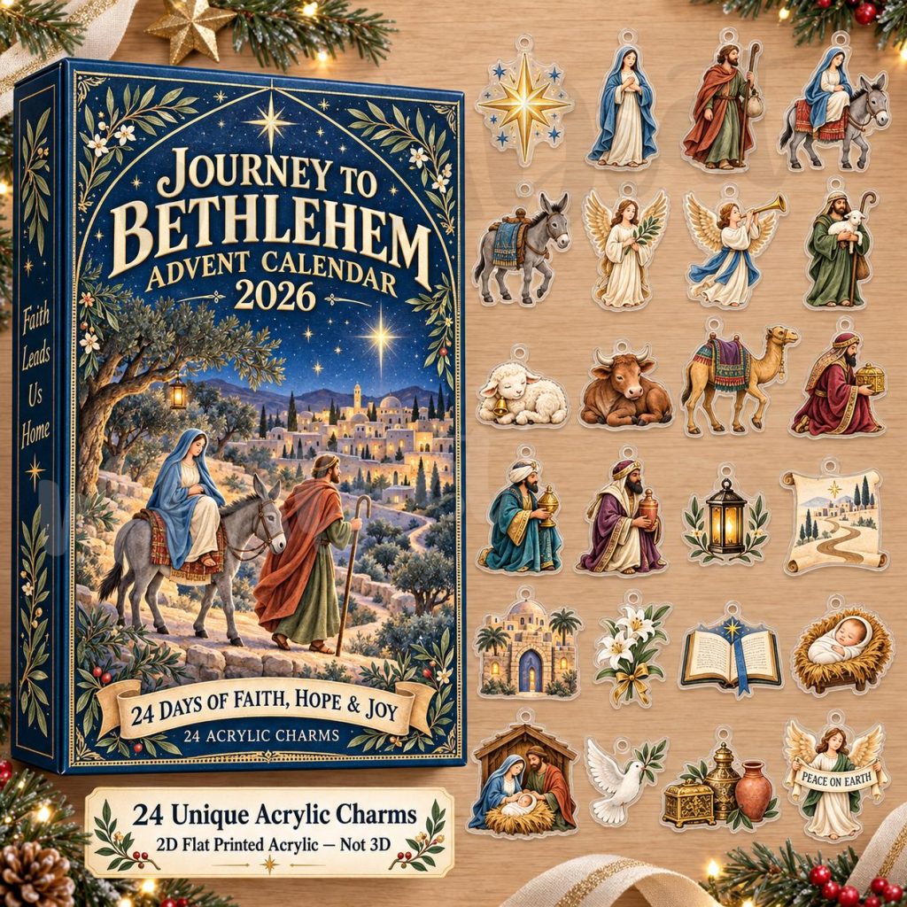 2026 Journey to Bethlehem Nativity Advent Calendar HG, 24 Pcs Acrylic Hanging Ornaments Set, Christmas Countdown Keepsake Ornaments for Holiday