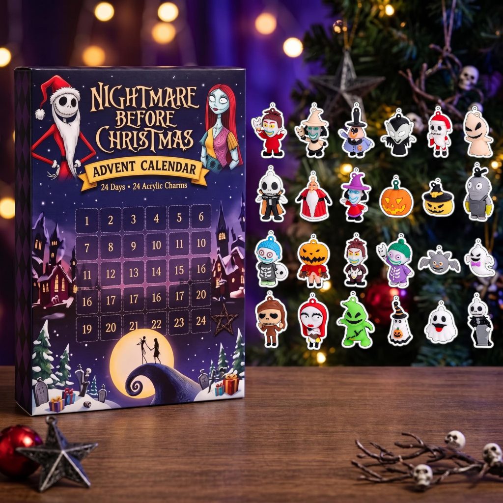 Nightmare Before Christmas Advent Calendar HG 2026, Halloween Christmas Countdown, 24 Collectible Acrylic Ornaments, Spooky Holiday Gift