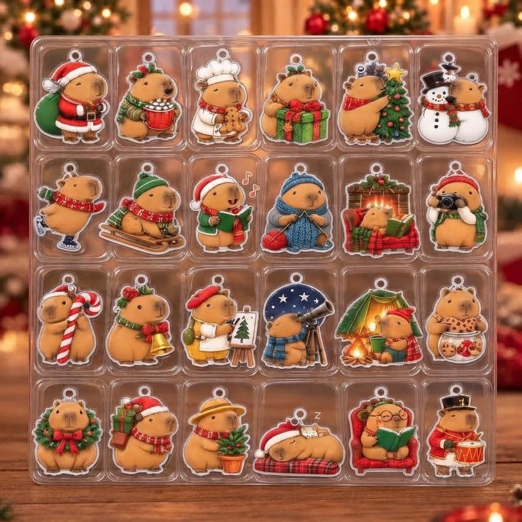2026 Capybara Christmas Advent Calendar HG, 24 Acrylic Ornaments, Holiday Countdown Gift - Image 3