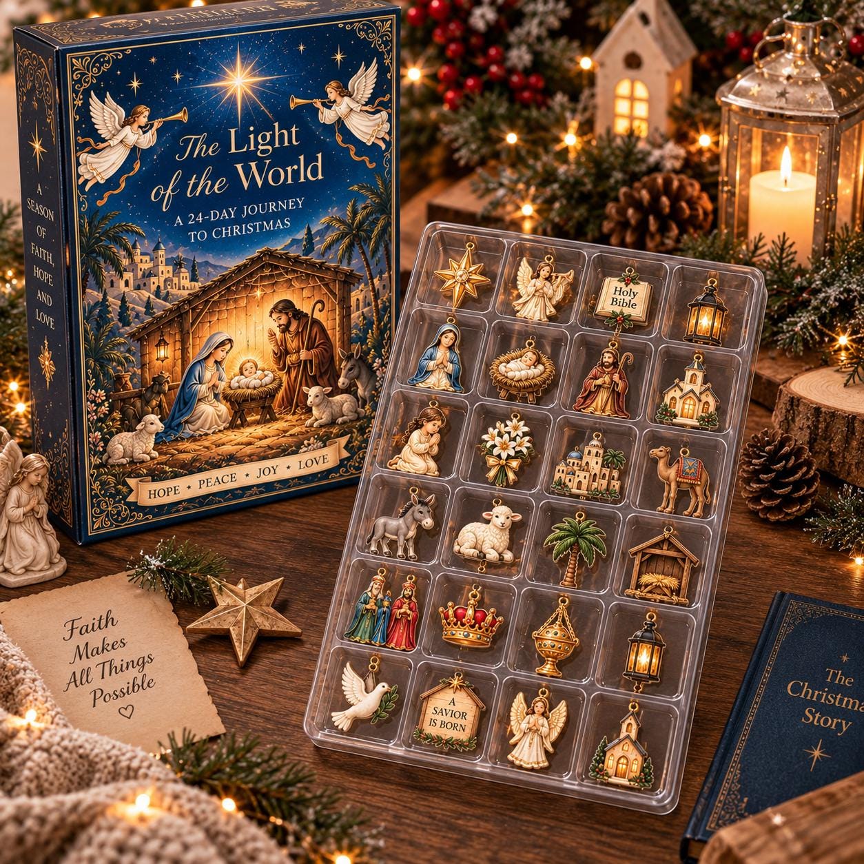 Nativity Advent Calendar HG 2026, 24 Days Christmas Countdown with Acrylic Ornaments, Religious Christian Gift for Family, Jesus Birth Decor - Image 5