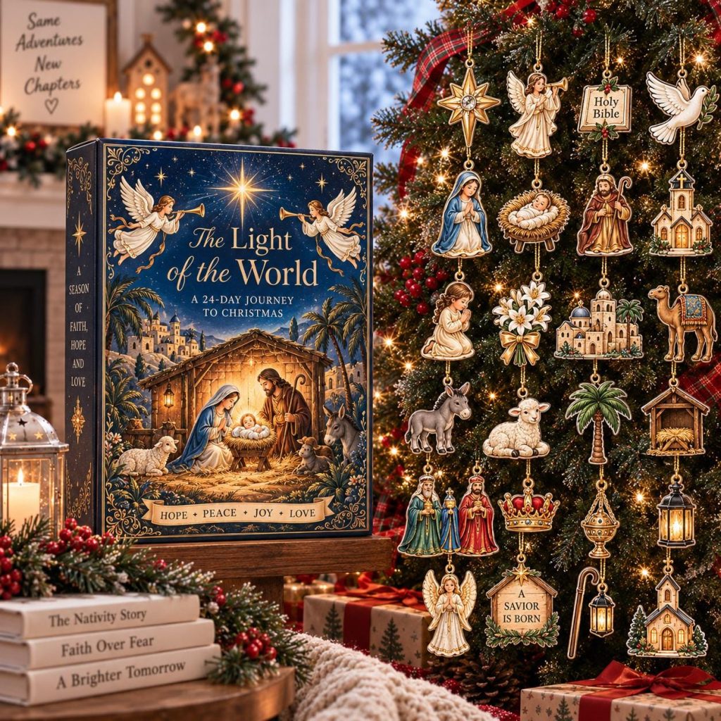 Nativity Advent Calendar HG 2026, 24 Days Christmas Countdown with Acrylic Ornaments, Religious Christian Gift for Family, Jesus Birth Decor