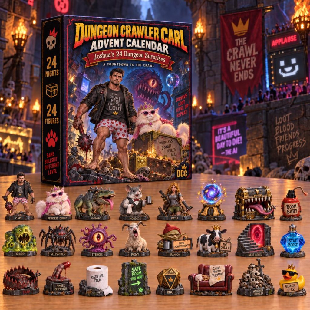 Personalized Dungeon Crawler Advent Calendar HG, Custom 24 Nights Survival Game Box, RPG Fan Gift, LitRPG Countdown, 24 Dungeon Surprises