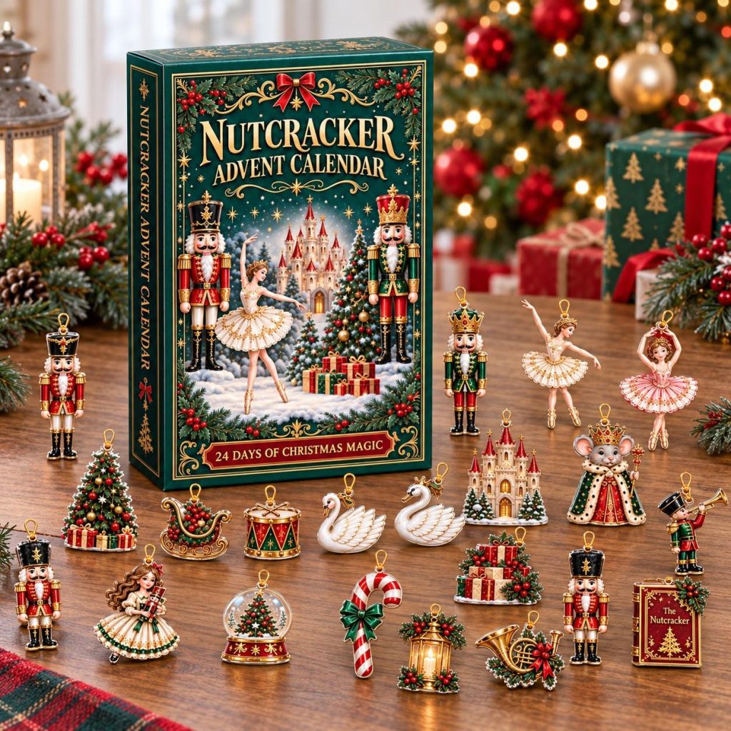 Nutcracker Advent Calendar HG, 24 Acrylic Christmas Ornaments, Ballet Holiday Countdown, Ballerina Gift, Nutcracker Tree Decor
